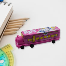 Double Decker Magic Bus Compass 2 Layer Metal Bus Compass Pencil Case With Movable Wheels  Sharpener Bus Shape With Tiers Metal Pencil Box For Kids Birthday Party