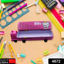 Double Decker Magic Bus Compass 2 Layer Metal Bus Compass Pencil Case With Movable Wheels  Sharpener Bus Shape With Tiers Metal Pencil Box For Kids Birthday Party